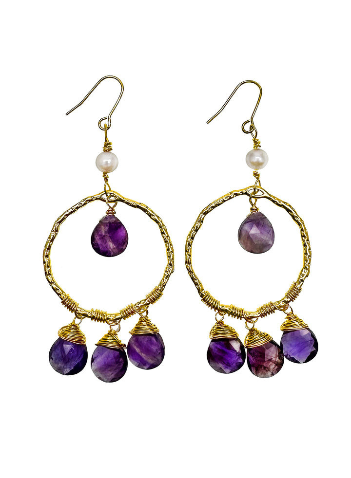 Amethyst Dangle Earrings KE026 - FARRA