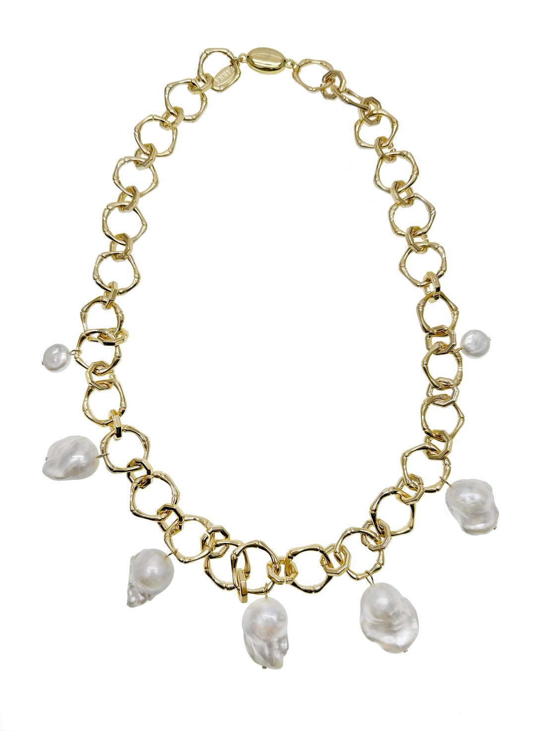 Baroque Pearls Pendants Modern Chain Necklace KN004 - FARRA