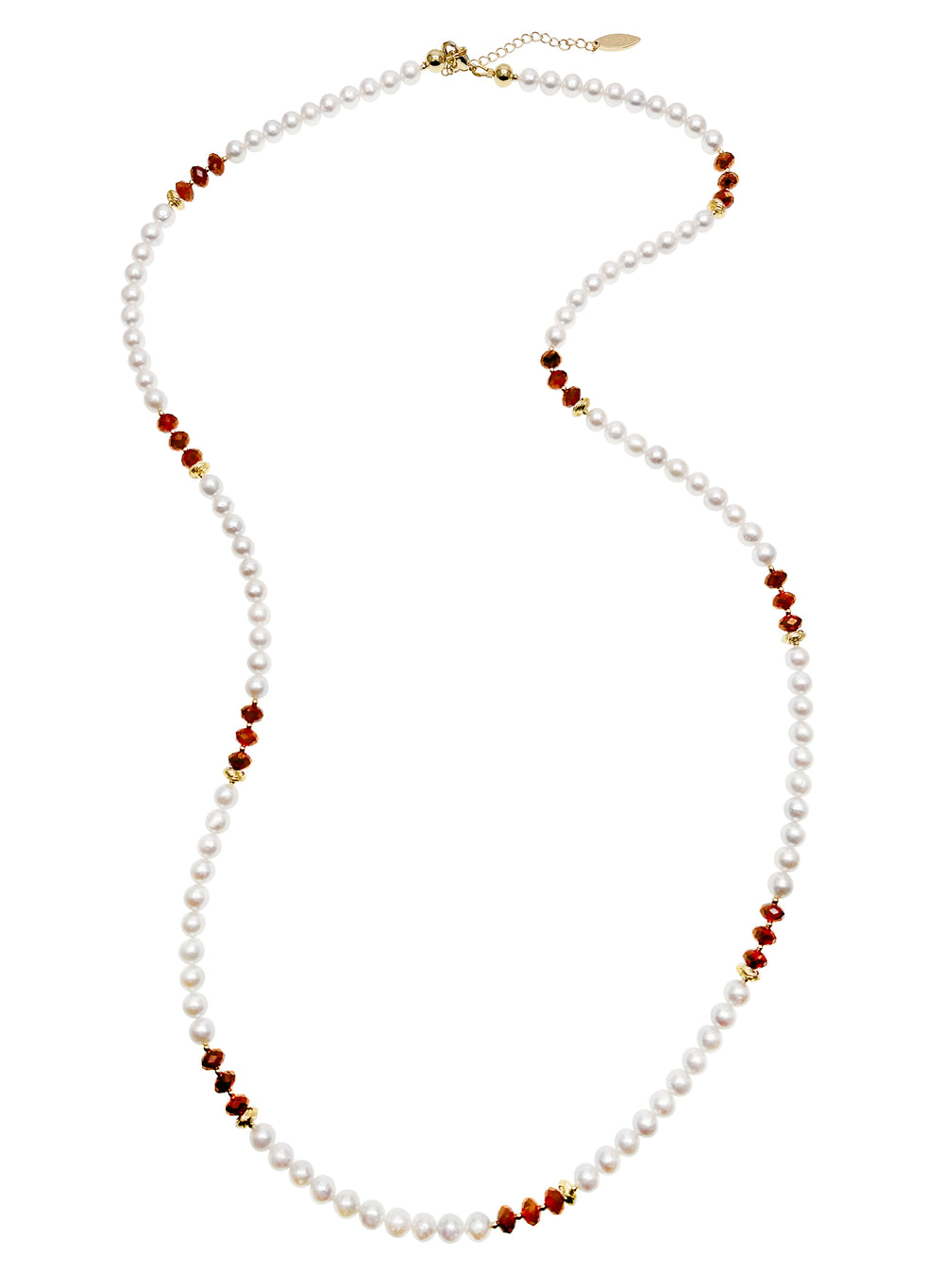 Freshwater Pearls With Orange Garnet Multi-Way Necklace KN036 - FARRA