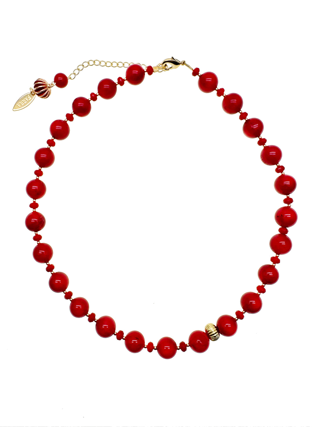 Adorable Red Bamboo Coral Choker Necklace KN048 - FARRA
