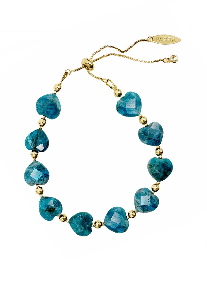 Heart-Shaped Blue Apatite Adjustable Bracelet LB009 - FARRA