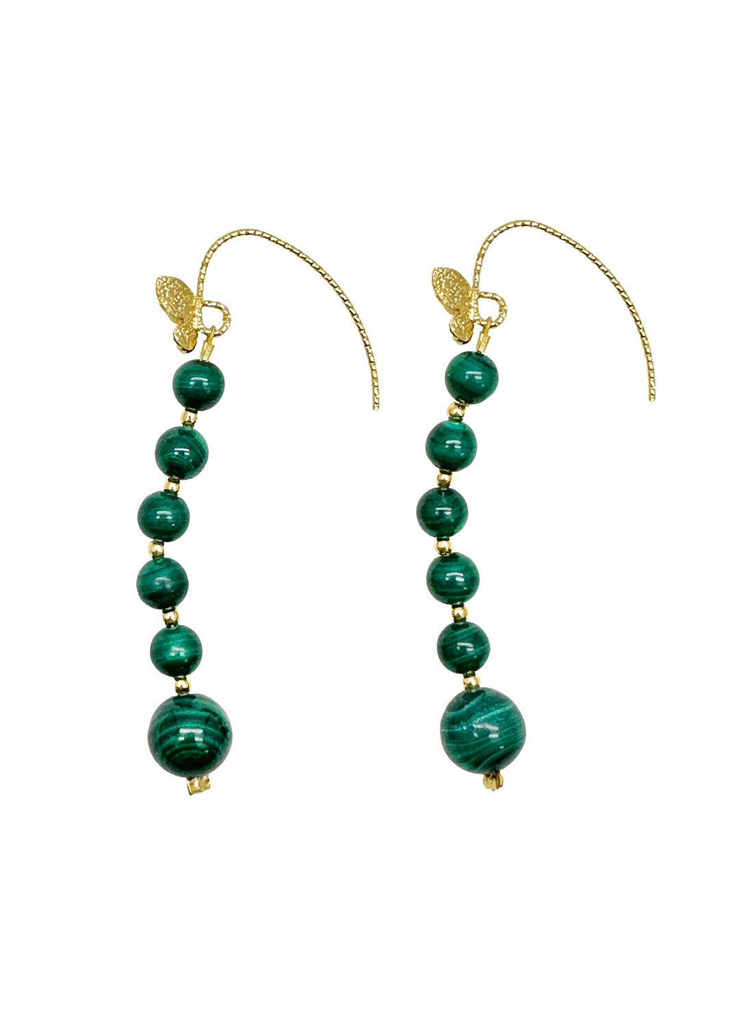 Malachite Drops with Butterfly Hook Earrings LE030 - FARRA