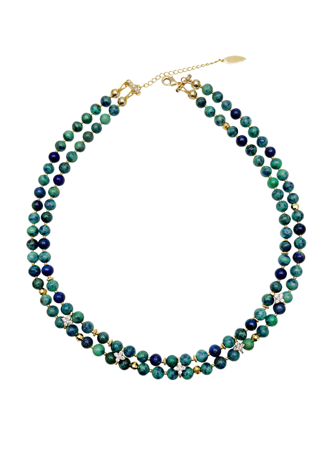 Phoenix Lapis with Zircon Stone Double Layers Collar Necklace LN044 - FARRA