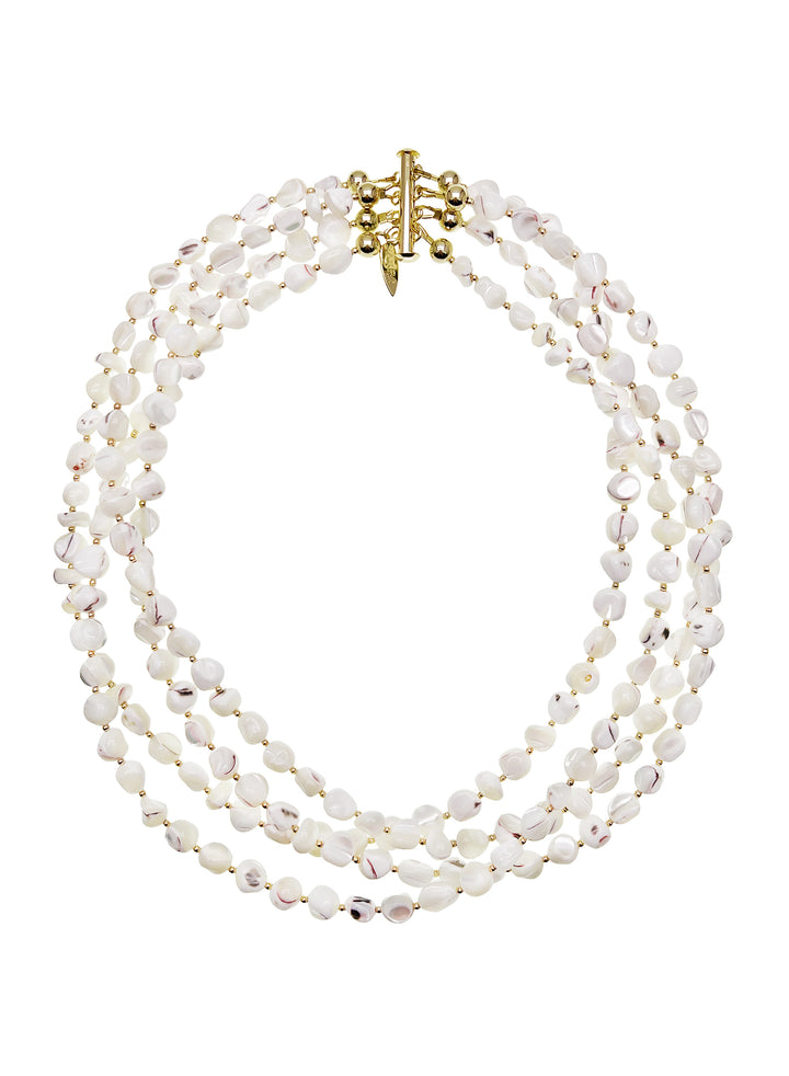 Stunning White Irregular Shells Multi-Layers Necklace LN056 - FARRA