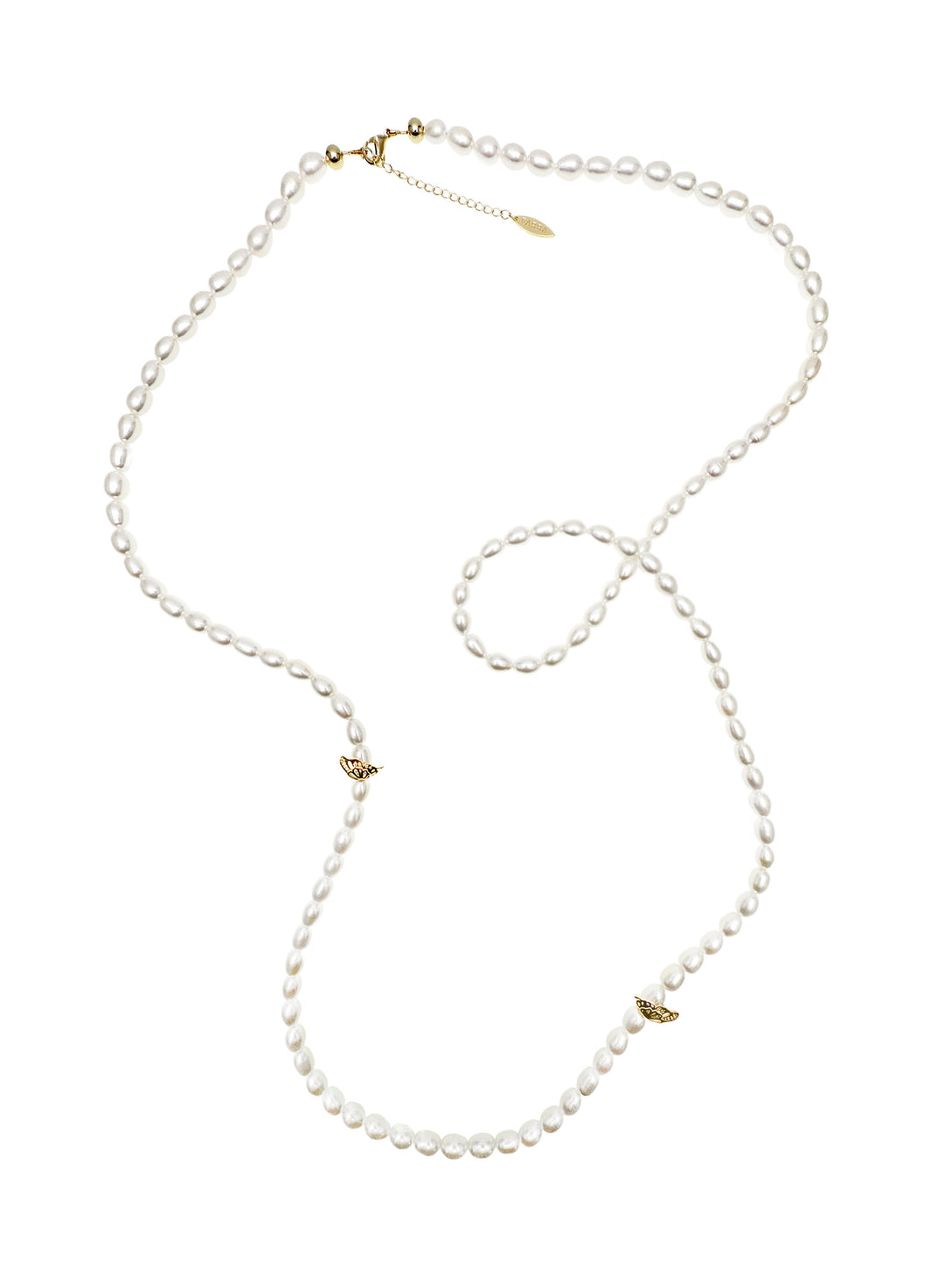 Freshwater Pearls With Butterfly Charms Long/Three Layers Necklace LN058 - FARRA
