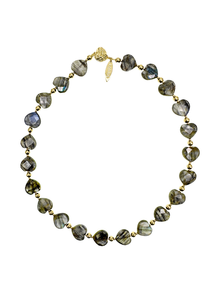 Heart-Shaped Labradorite Choker Necklace LN075 - FARRA