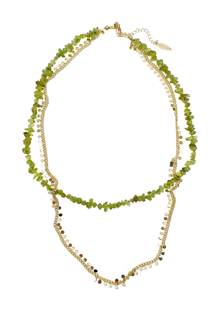 Irregular Peridot Double Layer Necklace LN082