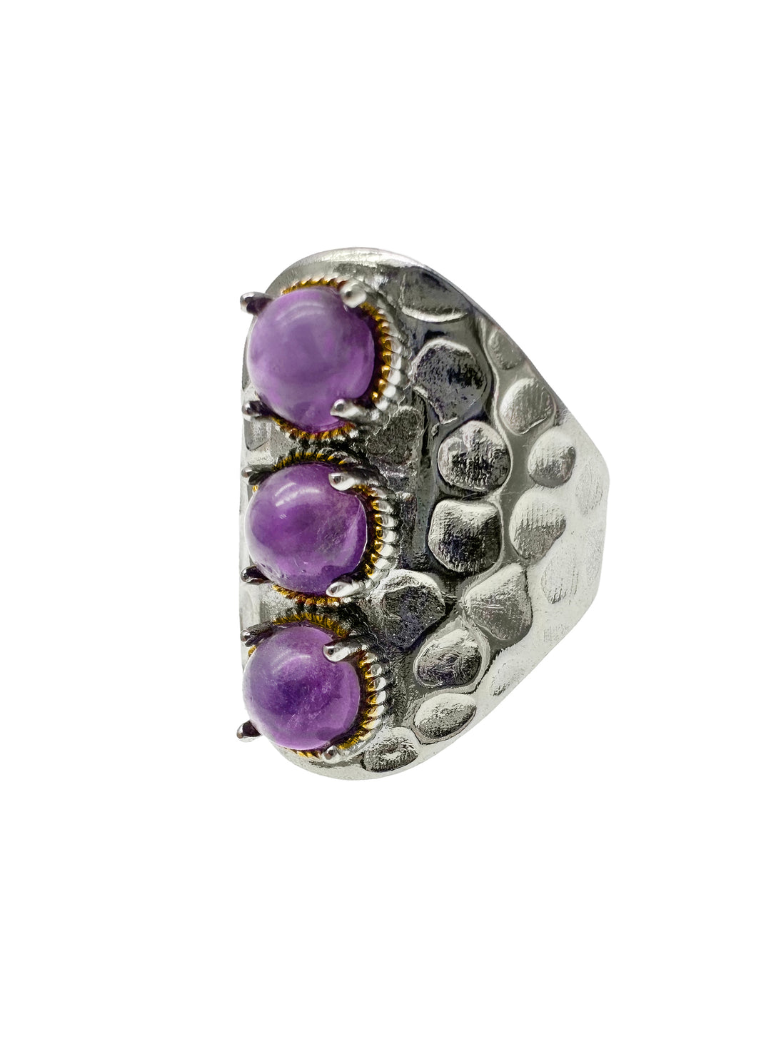 Amethyst Stones Nugget Adjustable Ring LR002 - FARRA