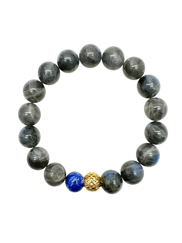Labradorite With Lapis Men's Bracelet MEB05