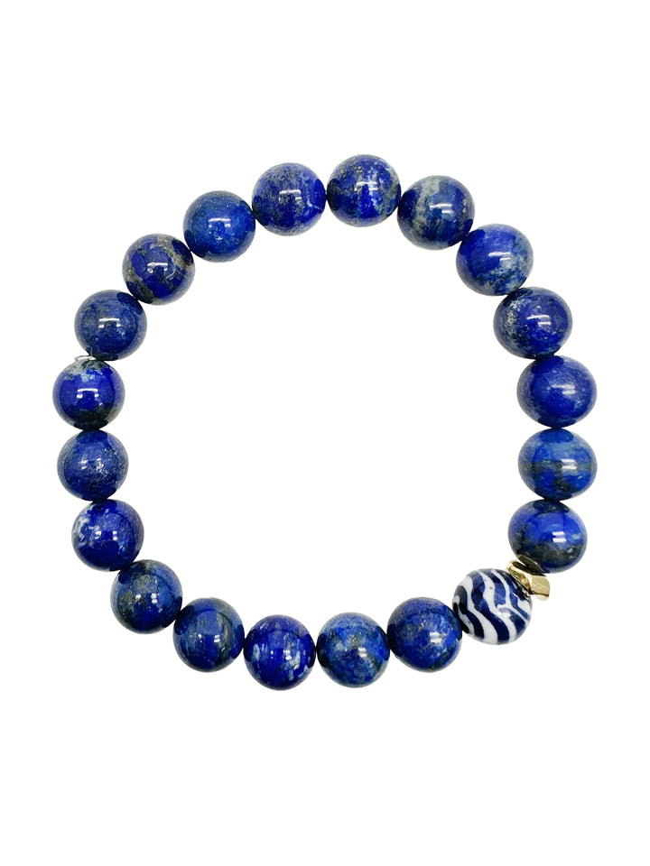 Lapis With Blue Wave Ceramic Men's Bracelet MEB22