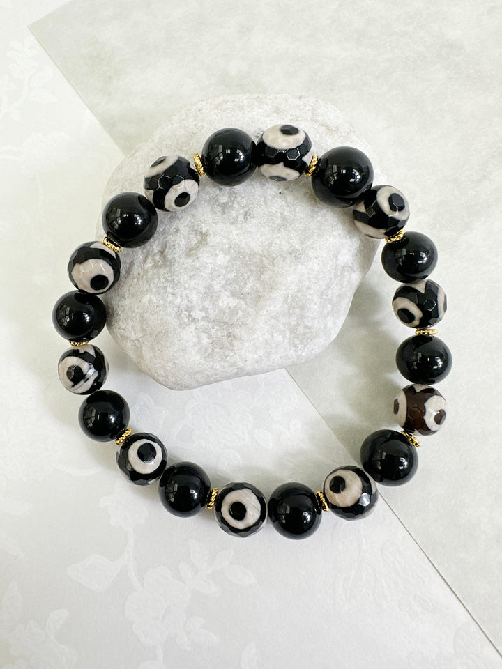 Black And White Dzi Agate Bracelet MEB08