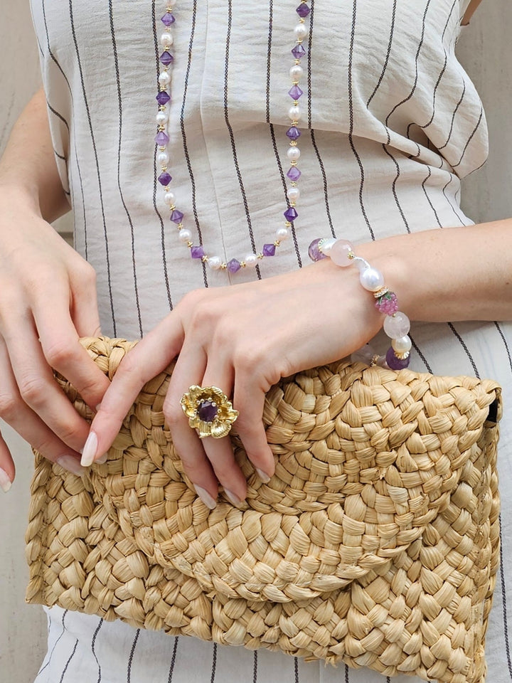 Flower Setting With Amethyst Stone Ring PR007