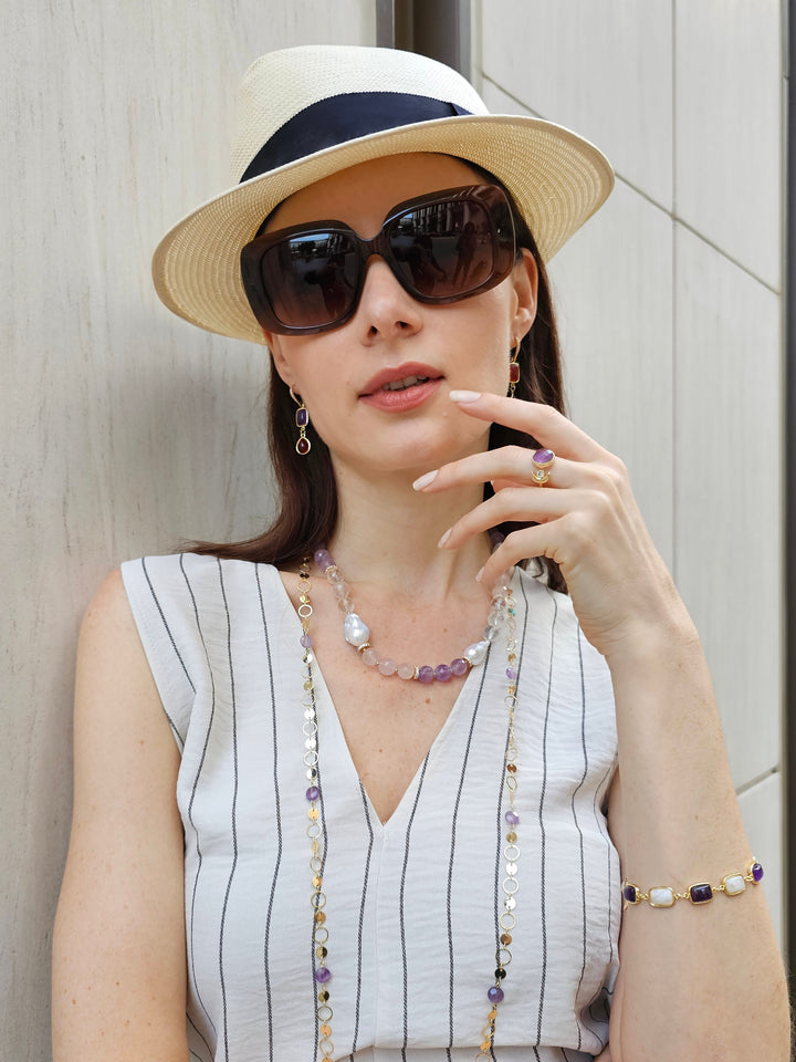 Amethyst And Moonstone Box Clasp Bracelet PB004