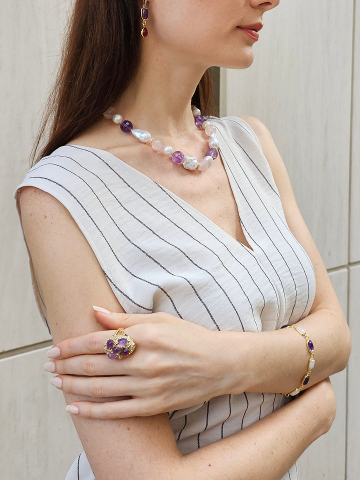 Amethyst Stones Statement Ring PR005
