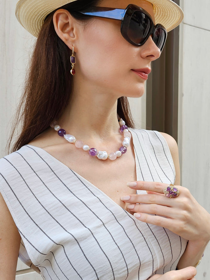 Amethyst Stones Statement Ring PR005
