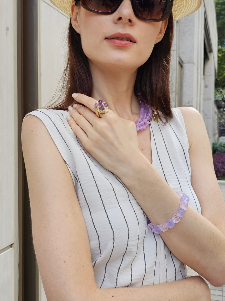 Amethyst Stones Statement Ring PR005