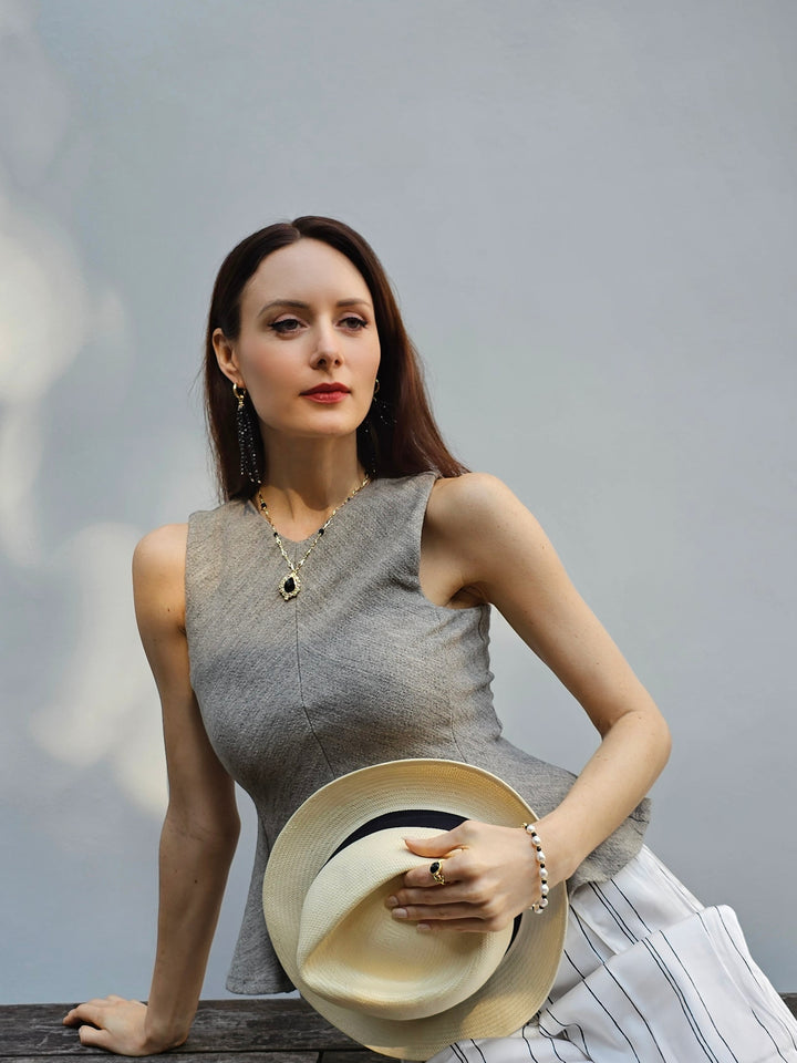 Black Obsidian Pendant Chain Necklace PN002