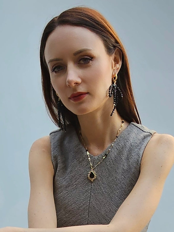 Black Obsidian Pendant Chain Necklace PN002