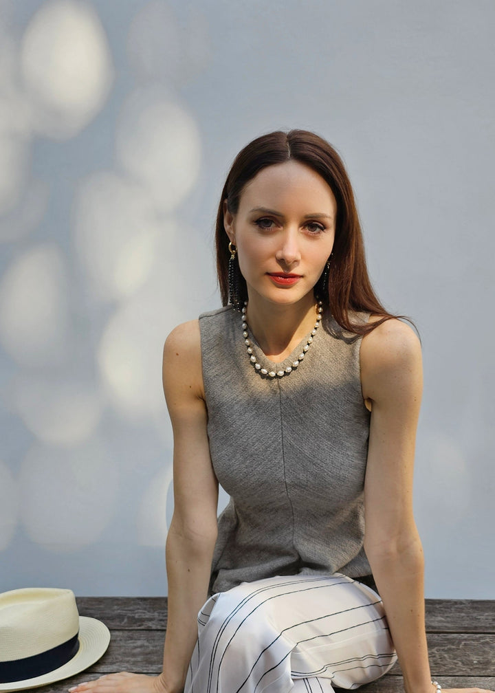 White Pearls And Black Obsidian Choker PN007