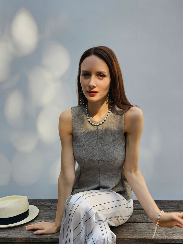 White Pearls And Black Obsidian Choker PN007
