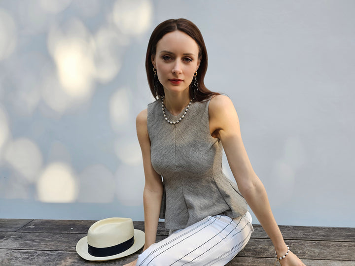 White Pearls And Black Obsidian Choker PN007