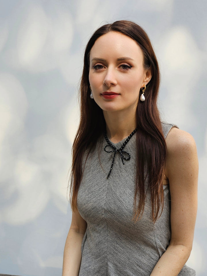 Black Obsidian Butterfly Knot Statement Necklace PN001