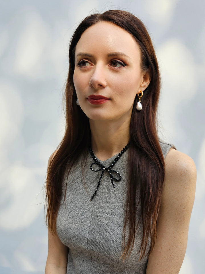 Black Obsidian Butterfly Knot Statement Necklace PN001