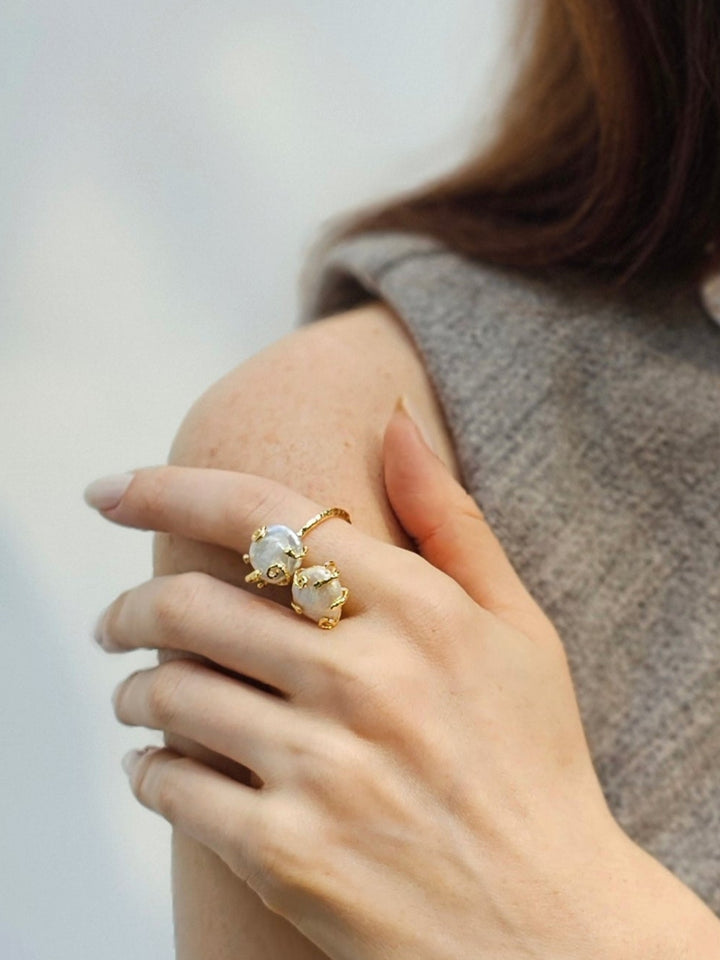 Flat Baroque Pearls Open Statement Ring PR003