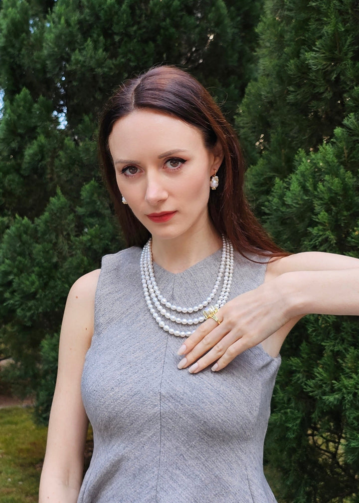 Multi-layers Graduated Freshwater Pearls Necklace PN006