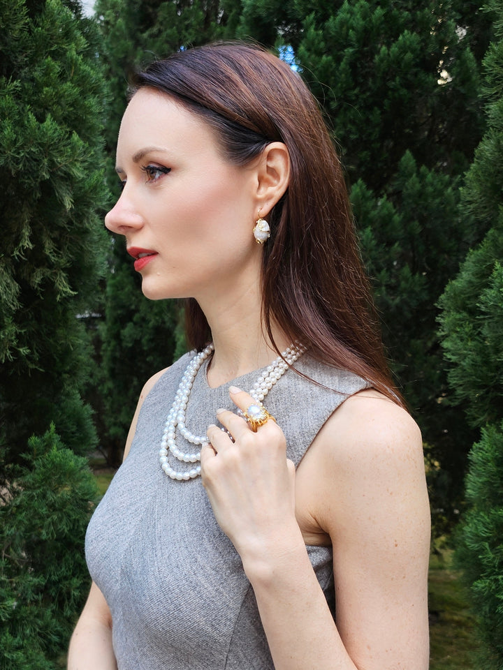 Baroque Pearls Dangle Earrings PE008