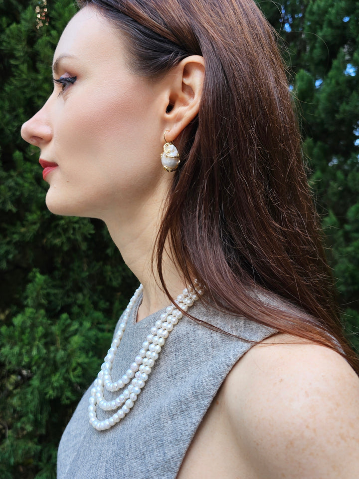 Baroque Pearls Dangle Earrings PE008