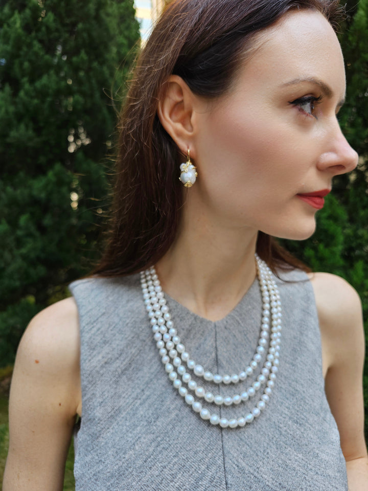 Multi-layers Graduated Freshwater Pearls Necklace PN006