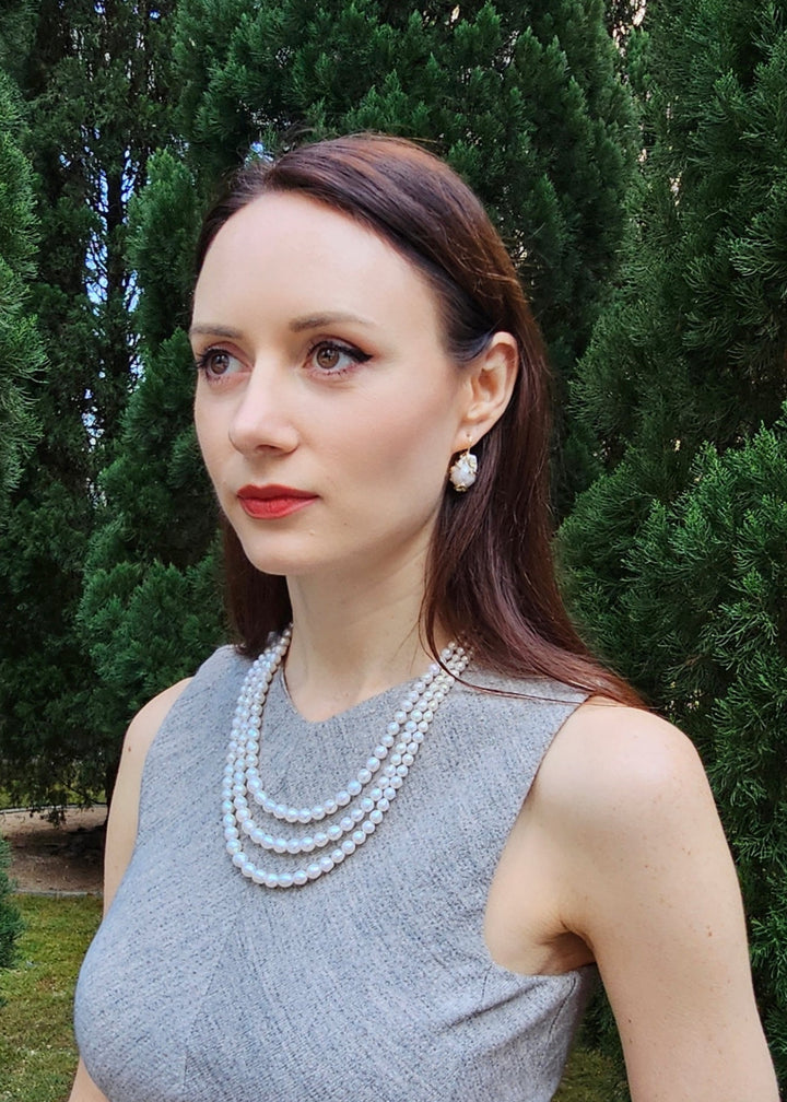 Baroque Pearls Dangle Earrings PE008