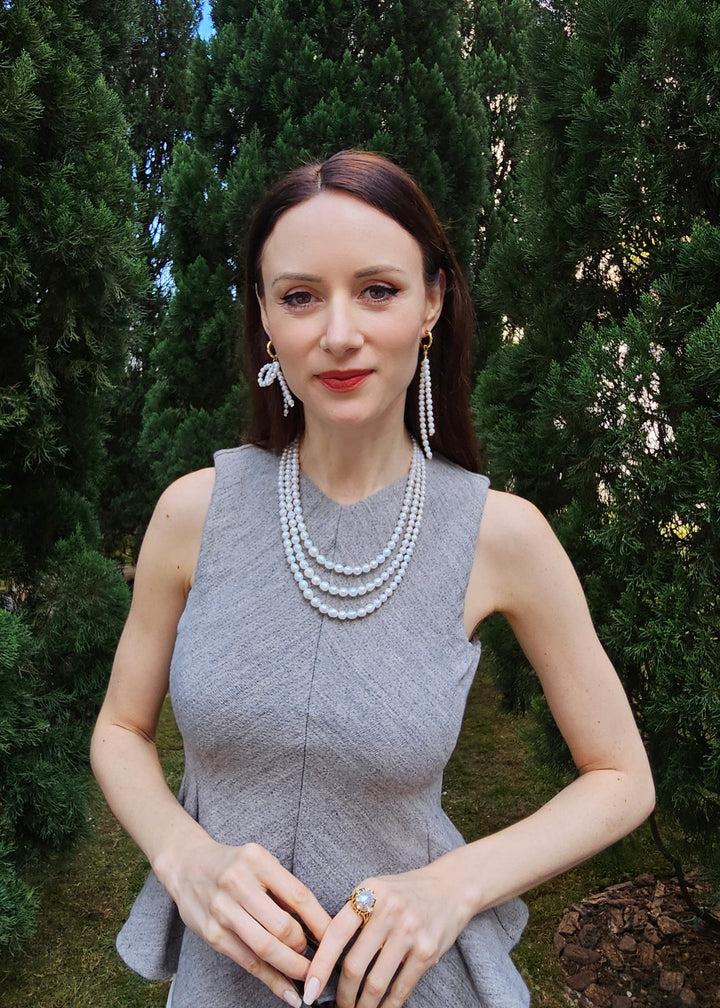 Multi-layers Graduated Freshwater Pearls Necklace PN006