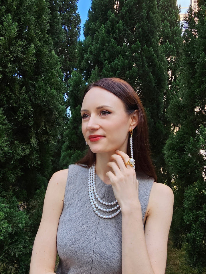 Baroque Pearls With Gold Band Adjustable Ring PR002
