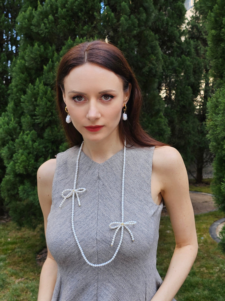 Freshwater Pearls Crafted Butterfly Knot Long Necklace PN008
