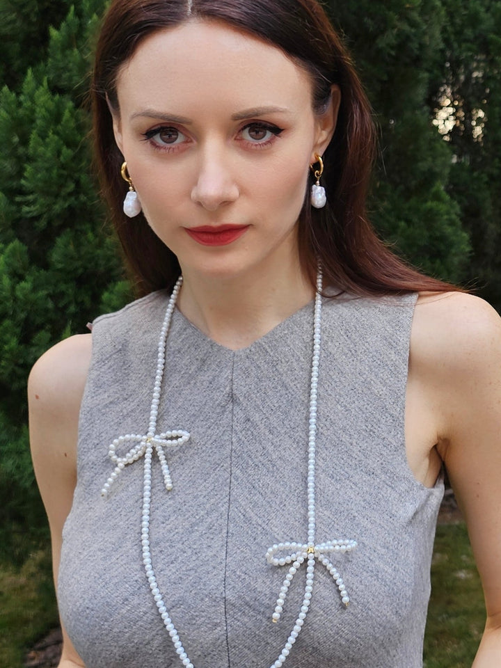 Baroque Pearls Dangle Hoop Earrings PE007
