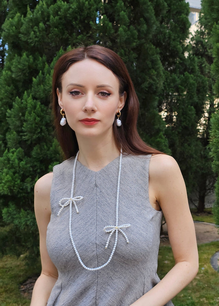 Freshwater Pearls Crafted Butterfly Knot Long Necklace PN008