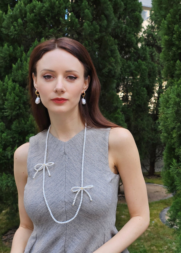 Baroque Pearls Dangle Hoop Earrings PE007