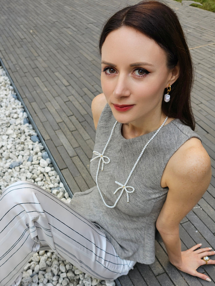 Freshwater Pearls Crafted Butterfly Knot Long Necklace PN008