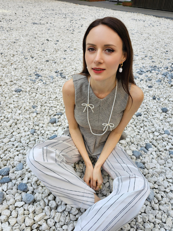 Freshwater Pearls Crafted Butterfly Knot Long Necklace PN008
