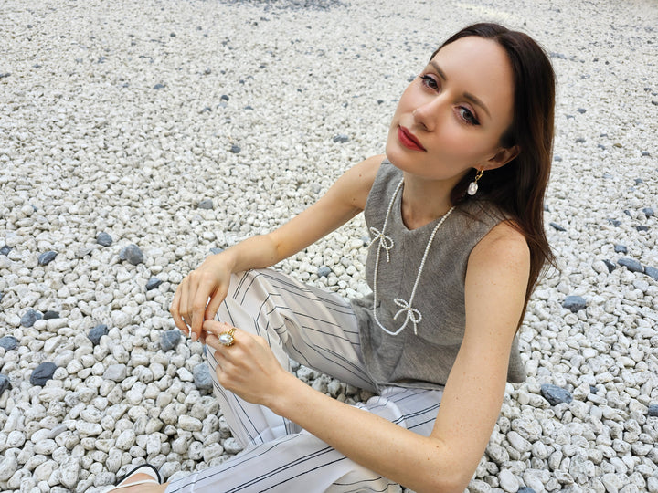 Freshwater Pearls Crafted Butterfly Knot Long Necklace PN008