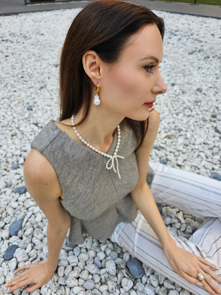 Freshwater Pearls Butterfly Knot Statement Necklace PN005