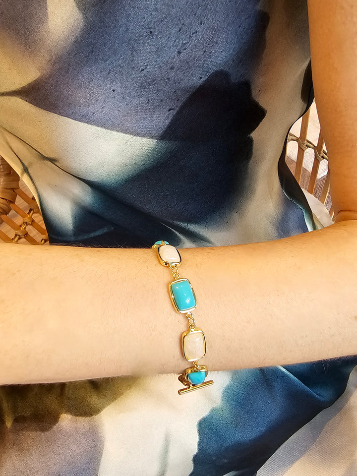 Turquoise and White Moonstone Elegance Bracelet PB006