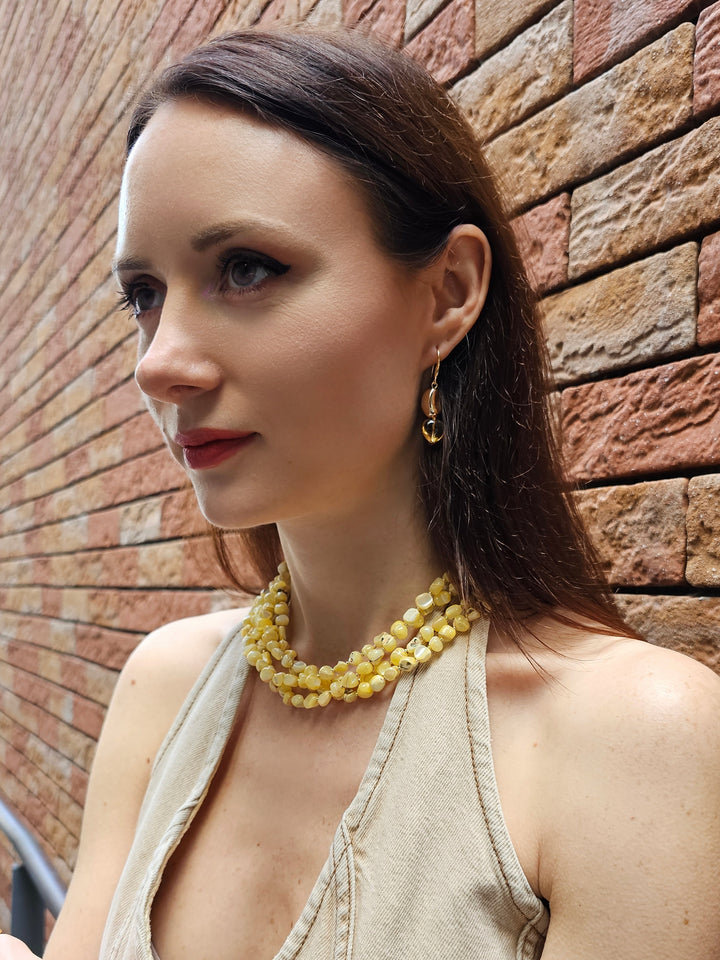 Yellow Natural Shell Multi-Layers Necklace PN057