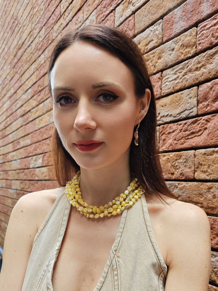 Yellow Natural Shell Multi-Layers Necklace PN057