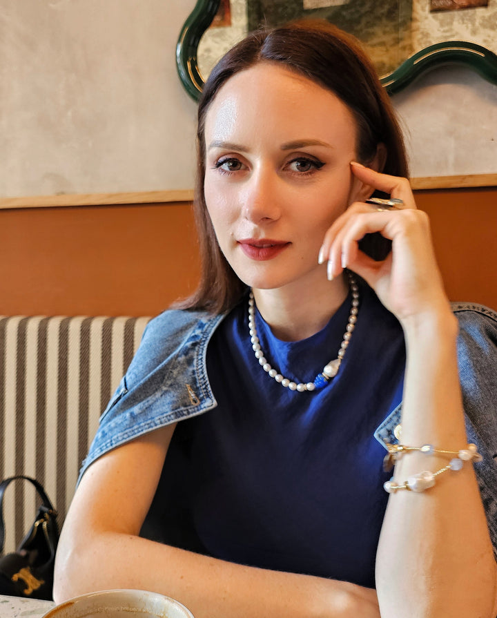 Freshwater Pearls With Blue Raspberry Necklace PN031