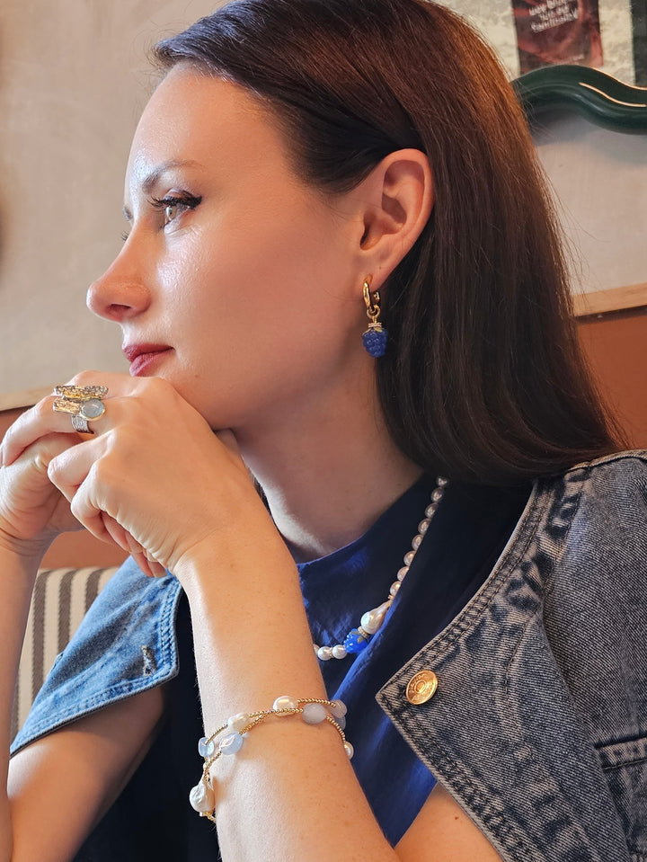 Blue Raspberry Dangle Hoop Fun Earrings PE023