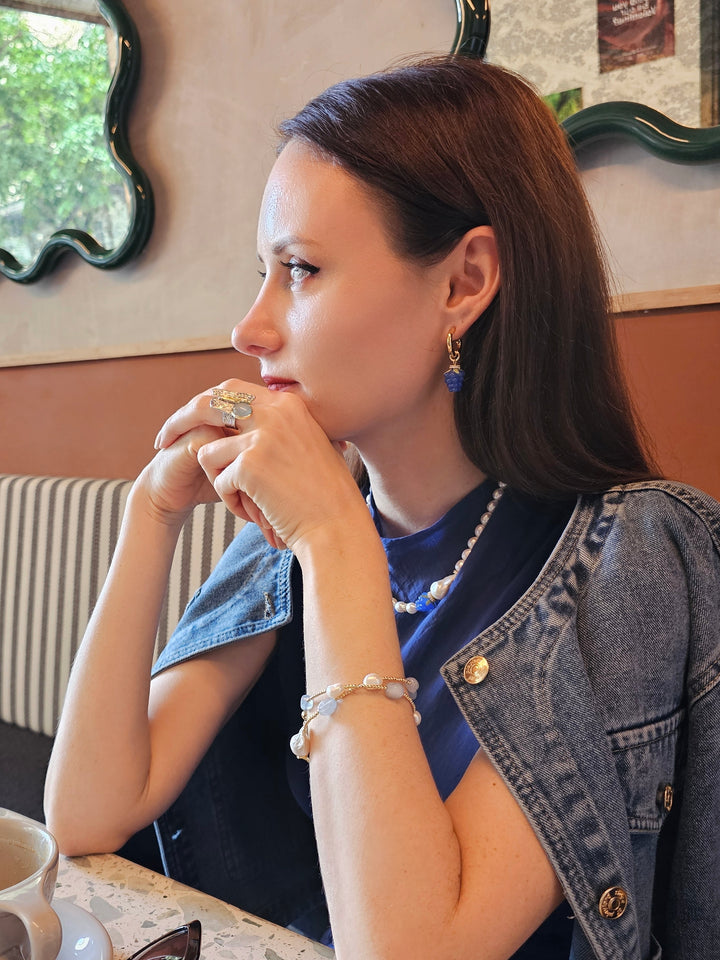 Blue Raspberry Dangle Hoop Fun Earrings PE023