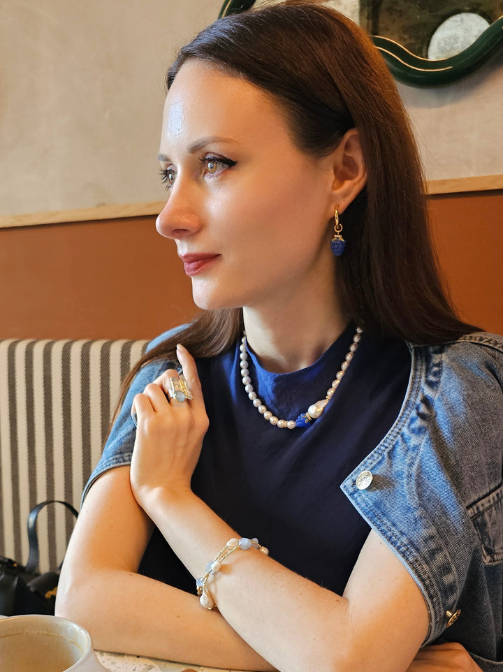 Blue Raspberry Dangle Hoop Fun Earrings PE023